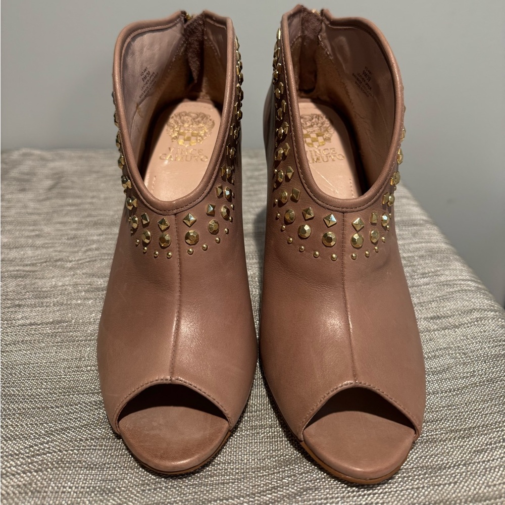 Vince Camuto Studded Peep-Toe Booties - Picture 2 of 9
